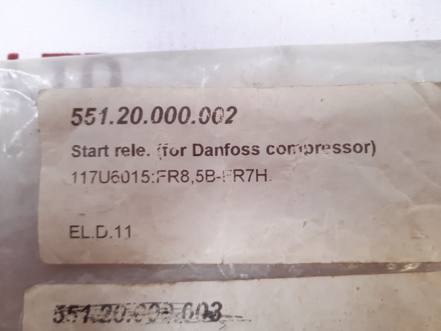 Danfoss 117U6015 Coil Start Relay