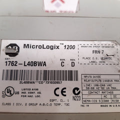 Allen-bradley 1762-l40Bwa Ser.: C Micrologix 1200 Controller Rev. D