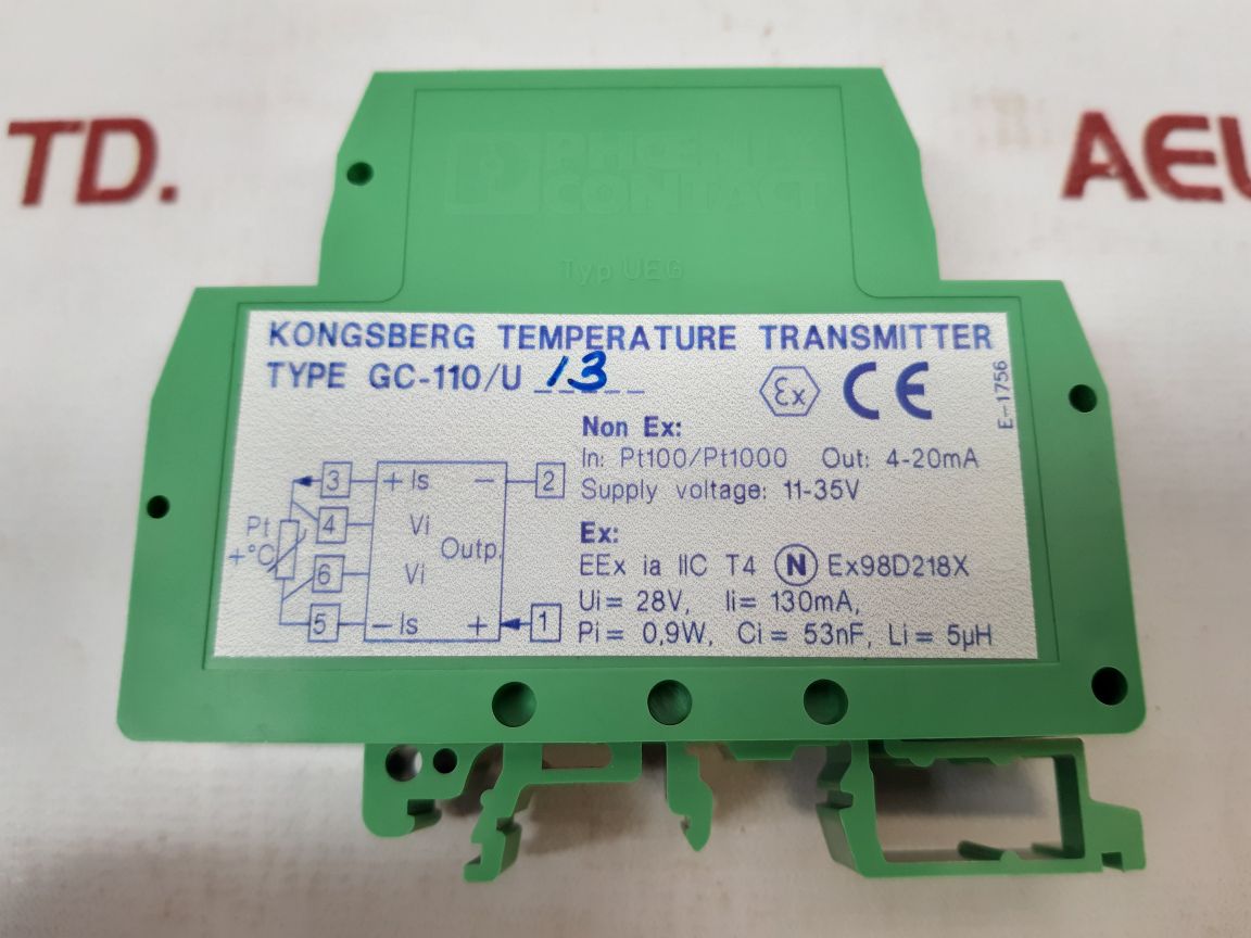 Phoenix Contact/Kongsberg Ueg Temperature Transmitter Gc-110/U/3
