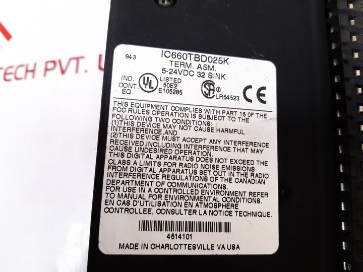 Ge Fanuc Ic660Tbd025K Terminal Assembly 32 Sink