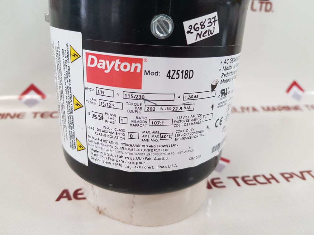 Dayton 4z518d ac gearmotor