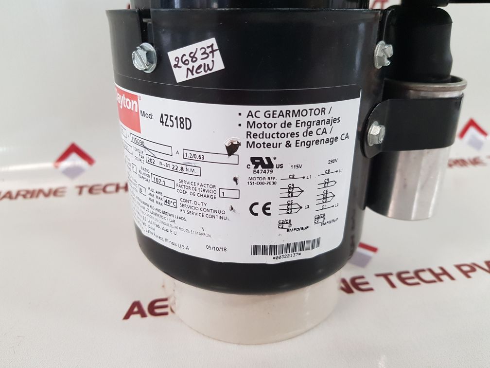 Dayton 4z518d ac gearmotor
