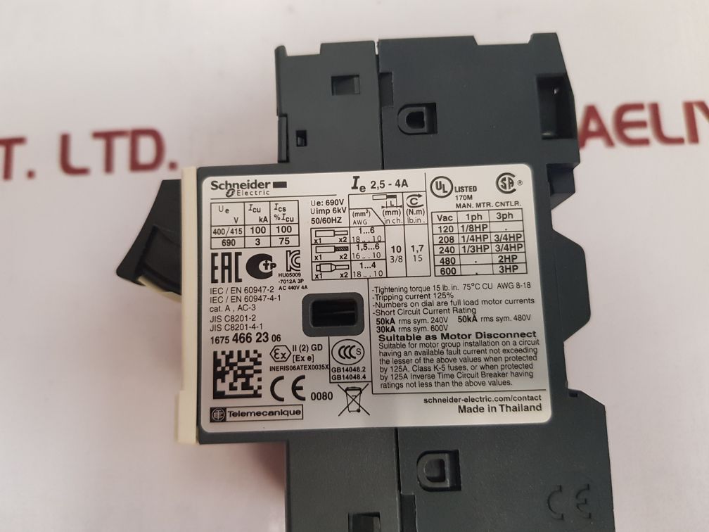 Schneider Electric/Telemecanique Gv2Me08 Motor Circuit Breaker New