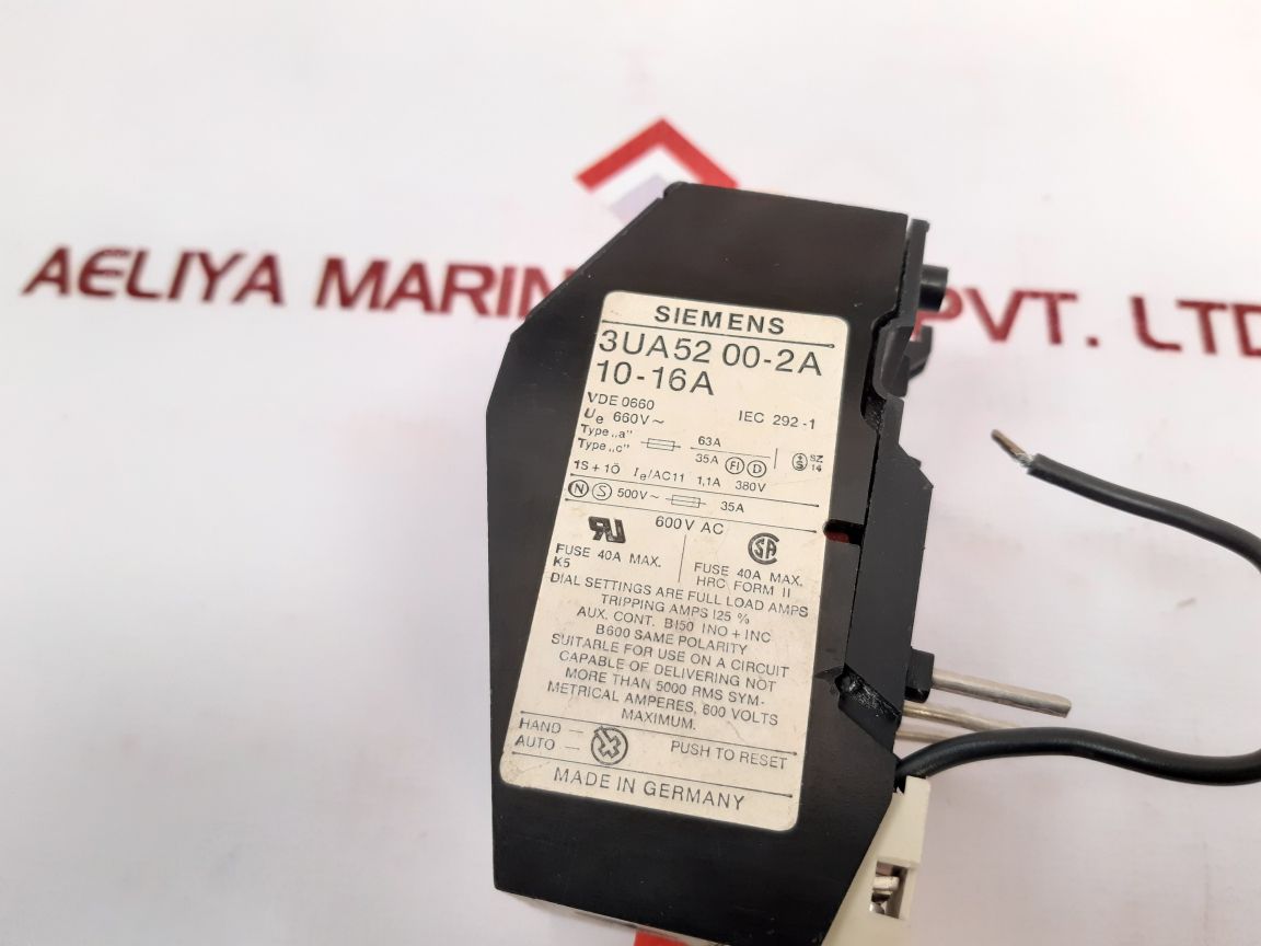 Siemens 3Ua52 00-2A Overload Relay