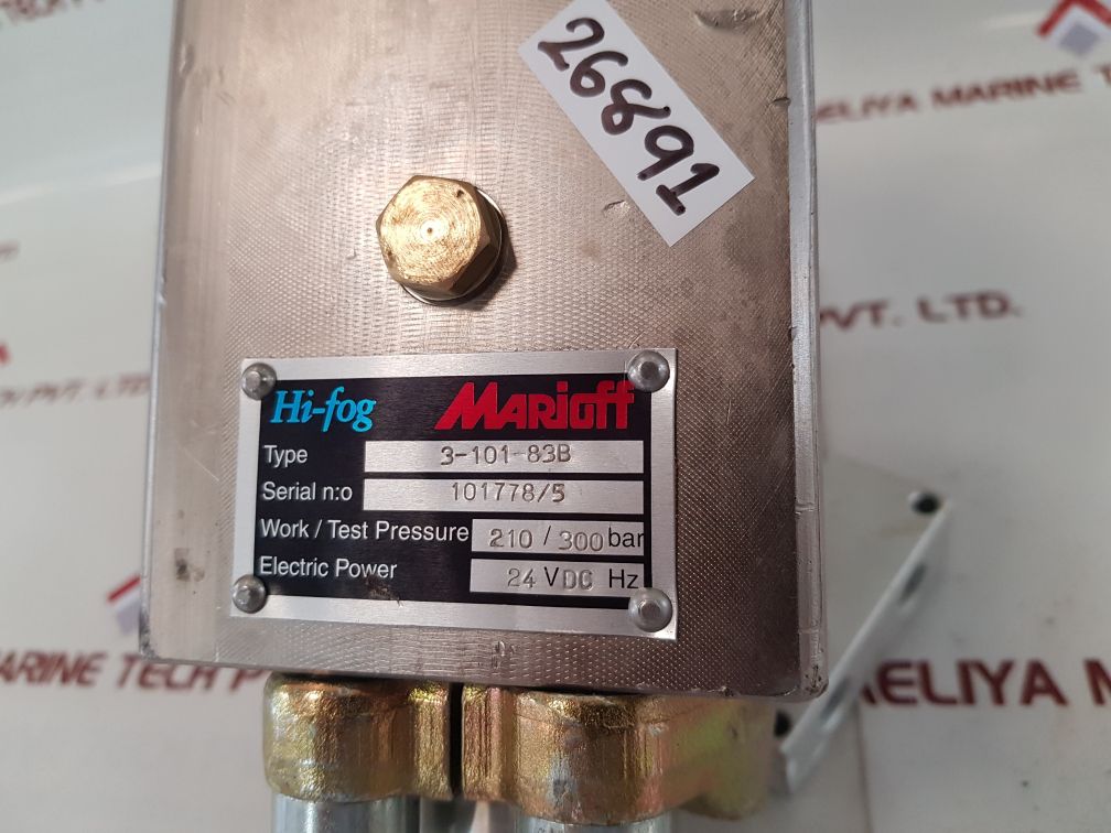 Marioff 3-101-83b machinery space valve with parker 71210j21bl00n0d300c2