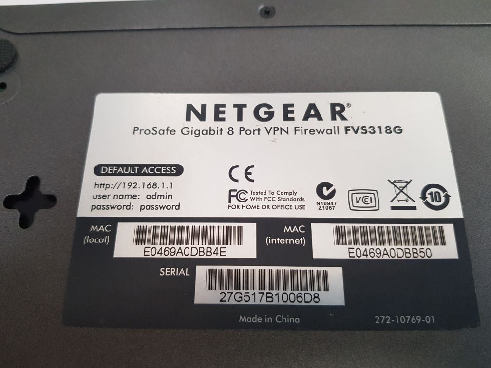 Netgear Fvs318G Prosafe Gigabit 8 Port Vpn Firewall