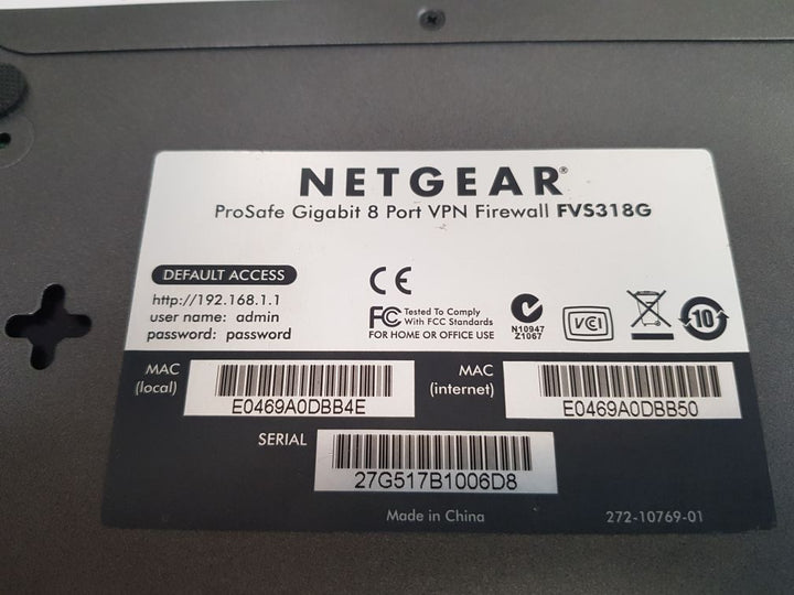 Netgear Fvs318G Prosafe Gigabit 8 Port Vpn Firewall