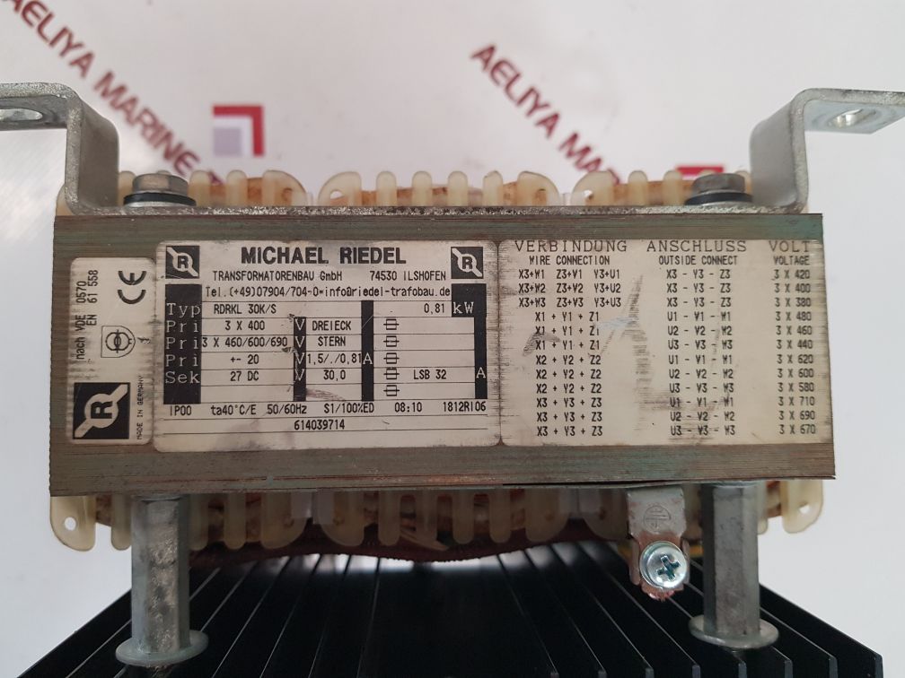 Michael riedel rdrkl 30k/s transformer 0.81 kw used
