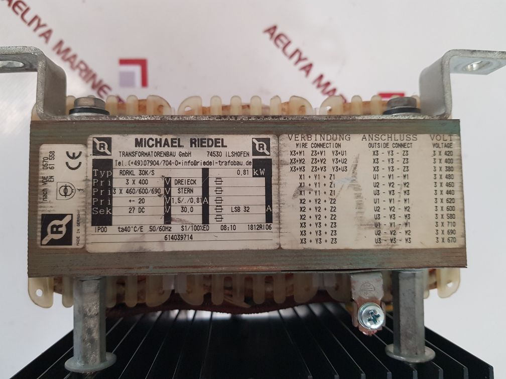 Michael riedel rdrkl 30k/s transformer 0.81 kw used
