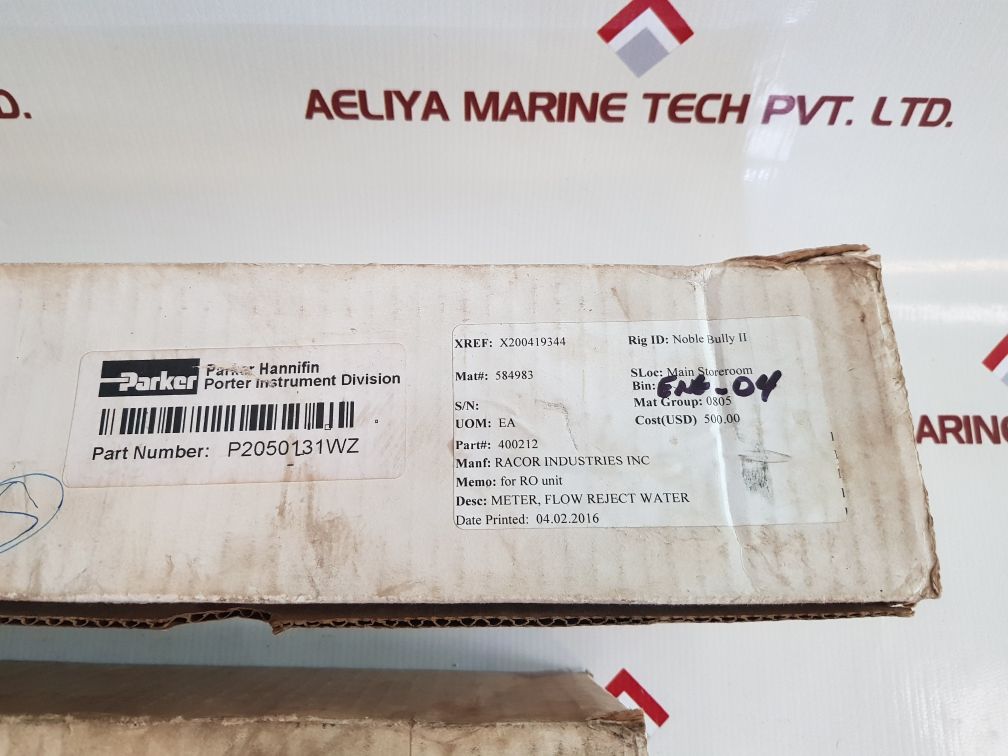 Parker p205020131wz flow reject water meter New 