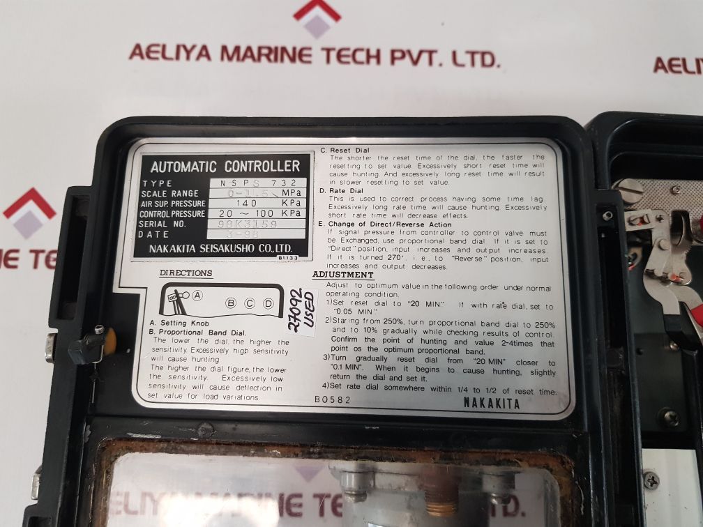 Nakakita Nsps 732 Pressure Controller Scale Range 0-1.5 Mpa
