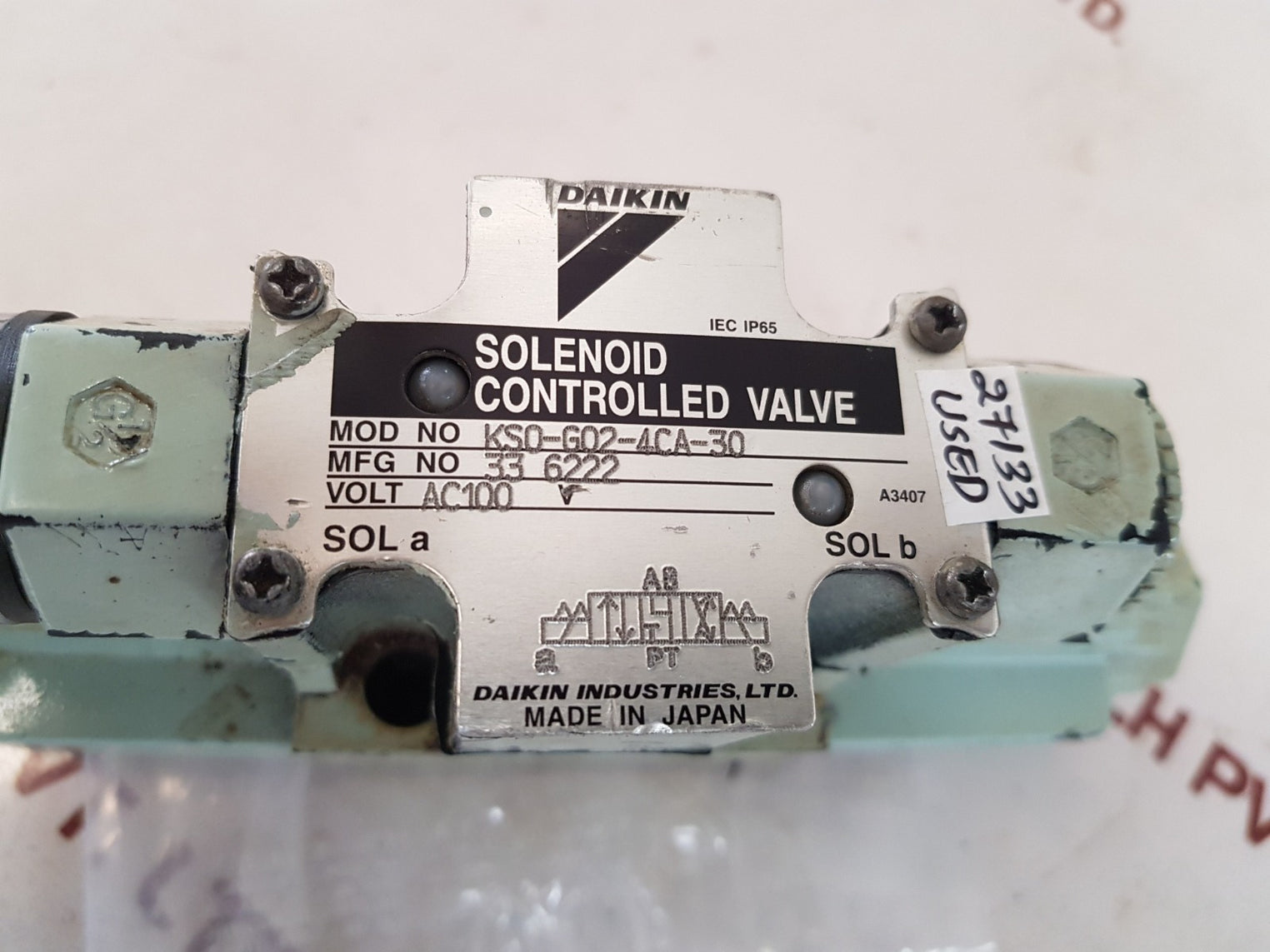 Daikin Kso-g02-4Ca-30 622K Solenoid Controlled Valve
