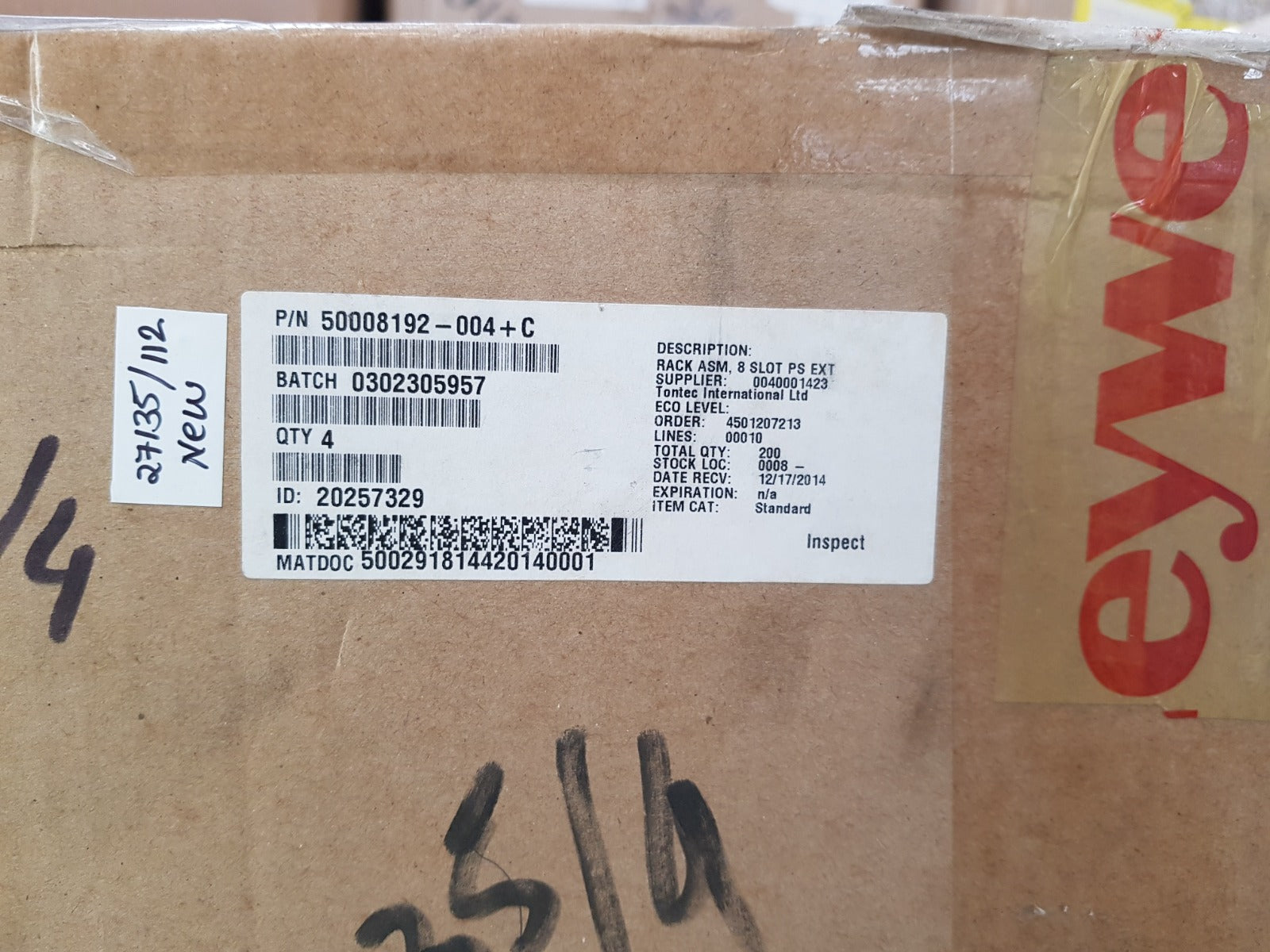 Tontec 50008192-004+C 8 Slot Ps Ext Rack Asm
