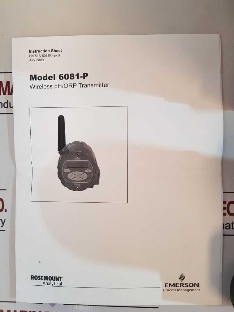 Emerson 6081 Wireless Ph/Orp Transmitter 6081-p