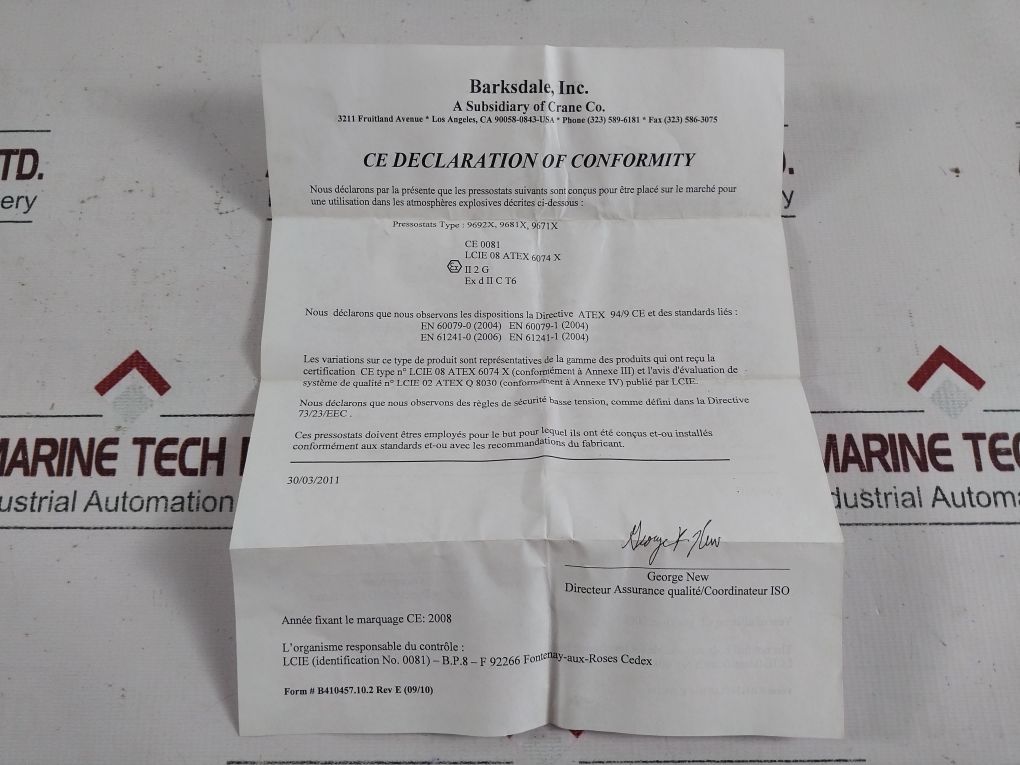 Barksdale 9692X-1Cc-3-s0694 Flameproof Switch With Rexroth 100% Ed Solenoid Coil