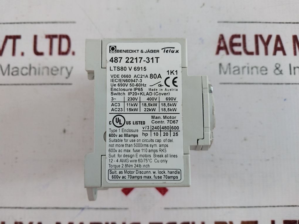 Benedikt & Jager 487 2217-31T Main Switch 4-pole