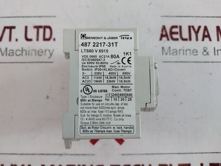 Benedikt & Jager 487 2217-31T Main Switch 4-pole