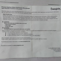 Swagelok M5706S0003 Process Interface Valves And Process Monoflanges Valve