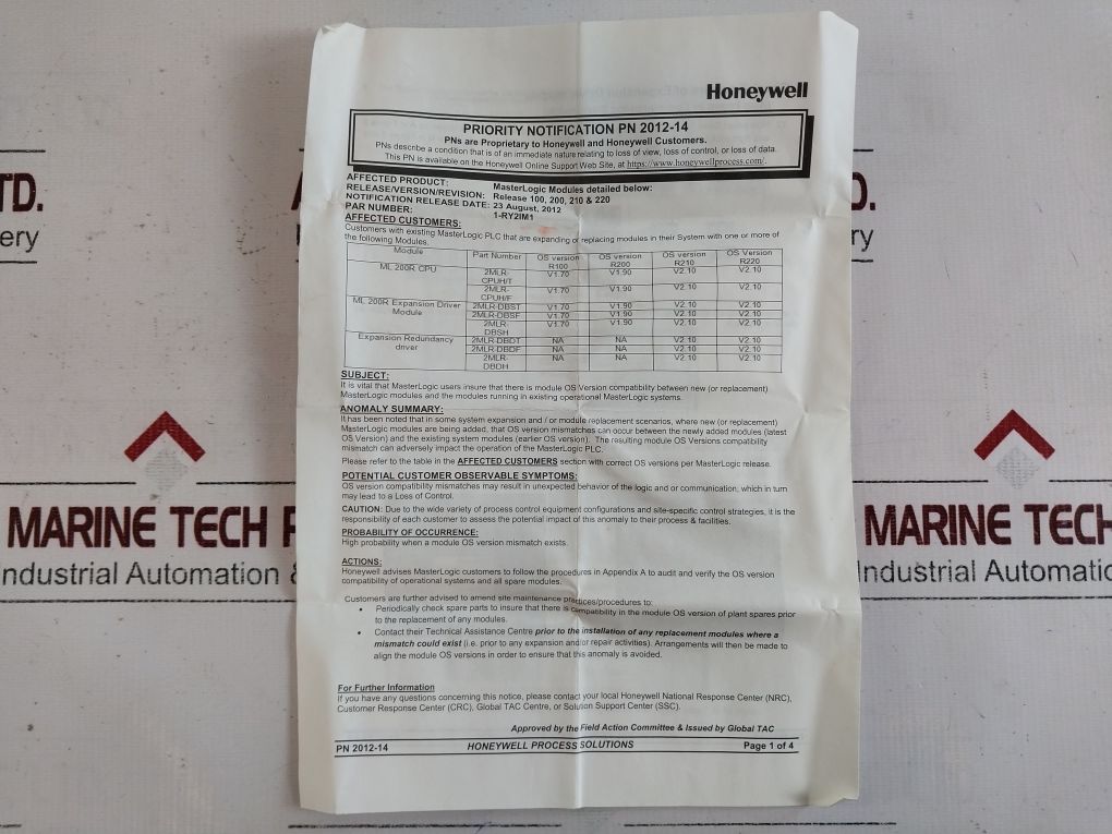 Honeywell 2Mlr-dbst Programmable Logic Controller With Box