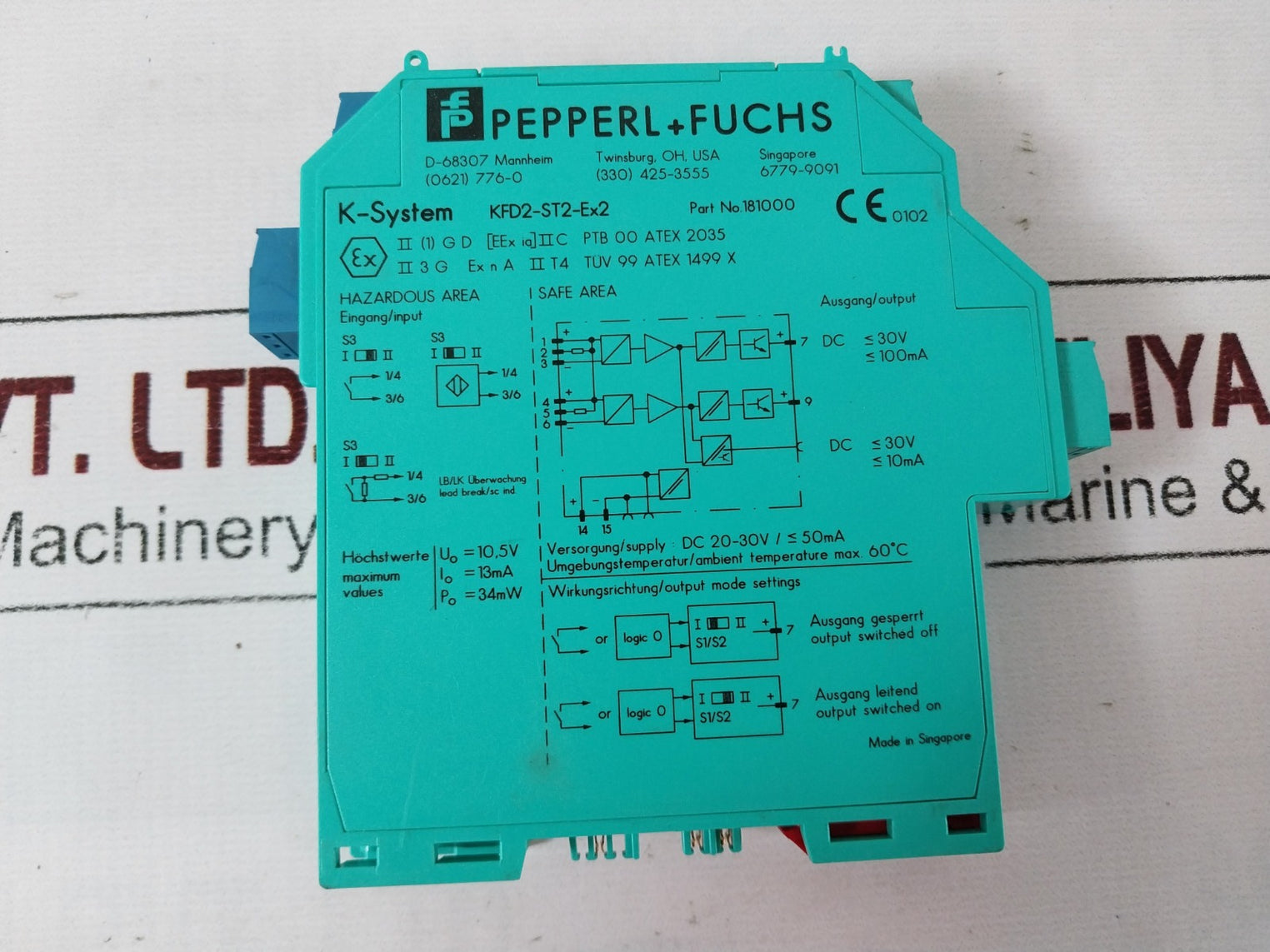 Pepperl+Fuchs Kfd2-st2-ex2 Isolator Barrier 181000 