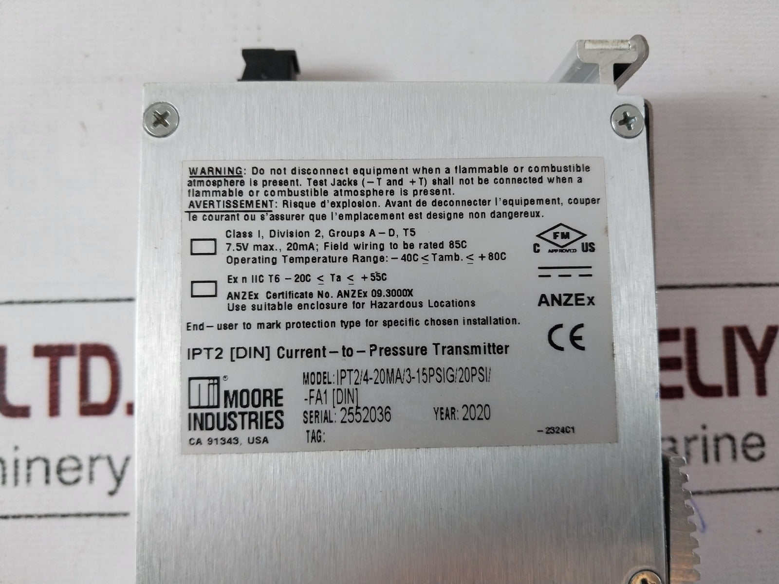 Moore Ipt2/4-20Ma/3-15Psig/20Psi/-fa1[Din] Current-to-pressure Transmitter
