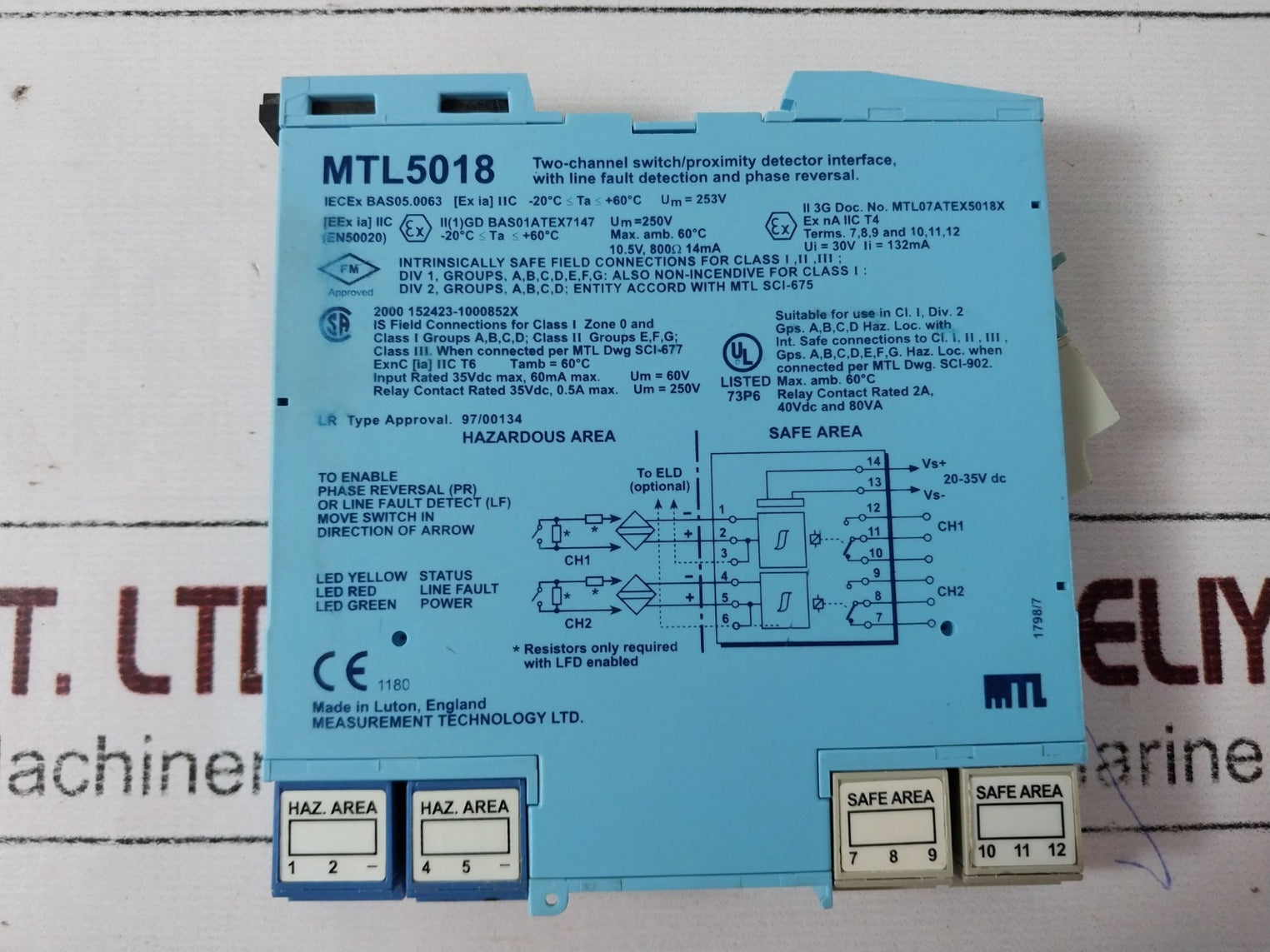 Measurement Technology Mtl5018 Proximity Detector Interface