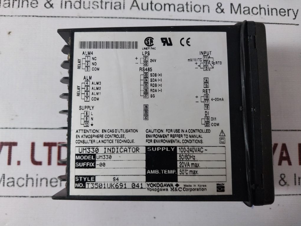 Yokogawa Um330-00 Digital Temperature Indicator T3501Uk691 041