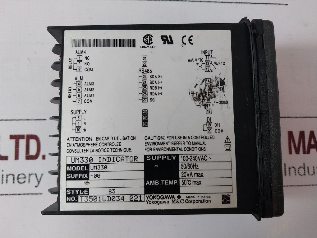 Yokogawa Um330-00 Digital Temperature Indicator Style S3