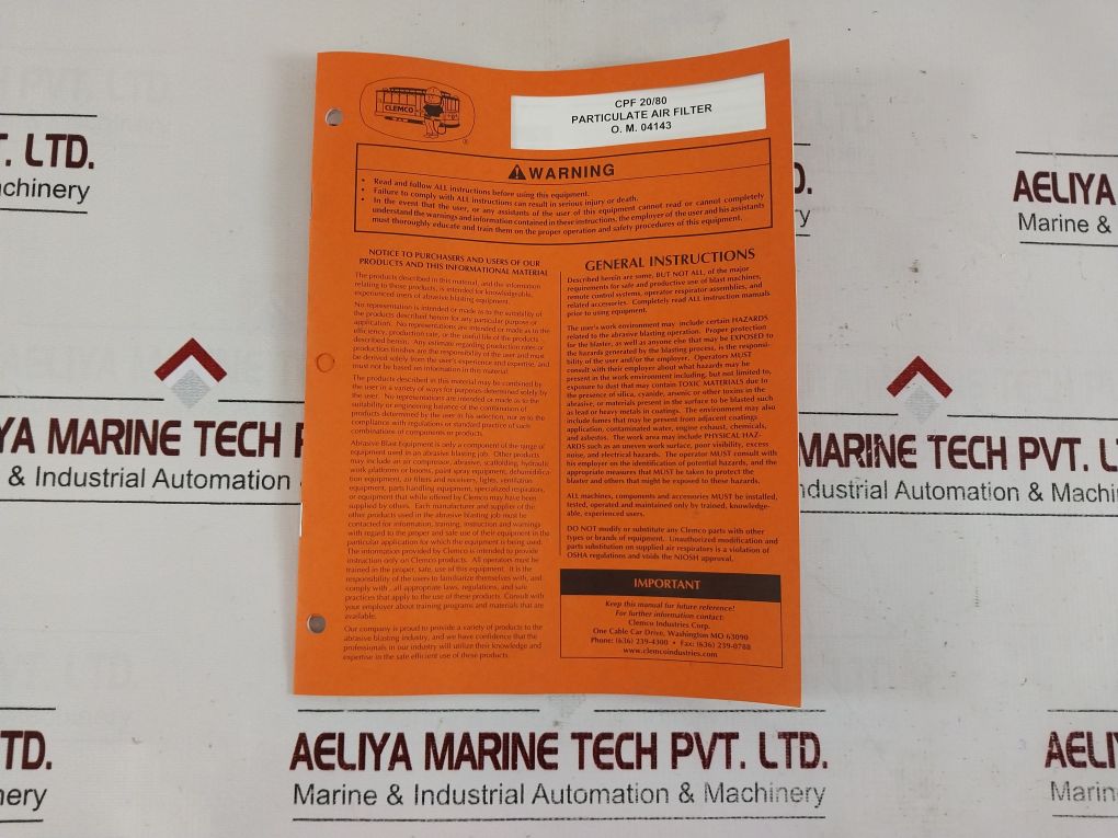 Clemco 03547 Air Filter Cartridge Cpf 20/80