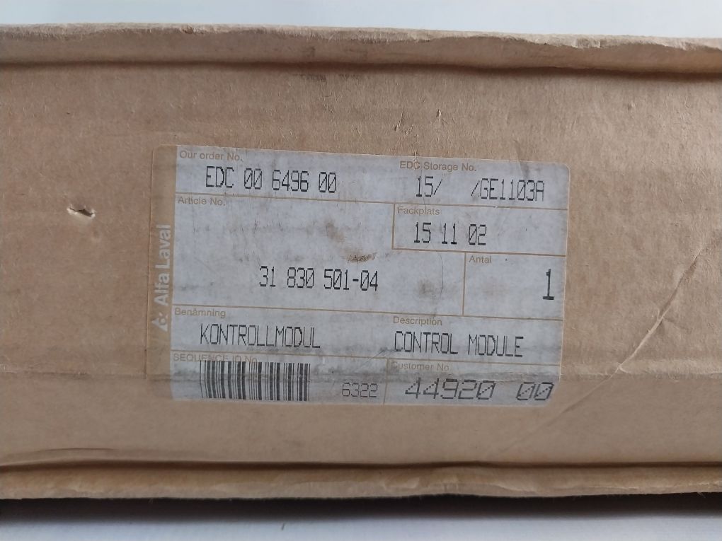 Alfa Laval Epc-400 Control Module 3183050104 