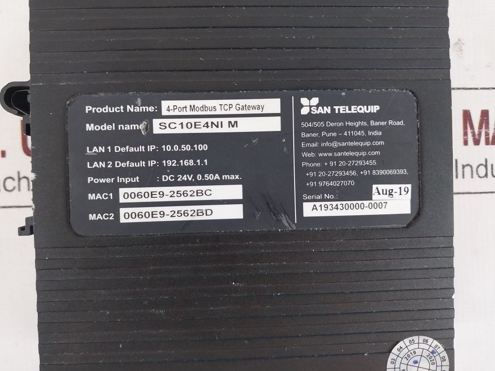 San Telequip Sc10E4Ni M 4-port Modbus Tcp Gateway Dc 24V, 0.50A Max.