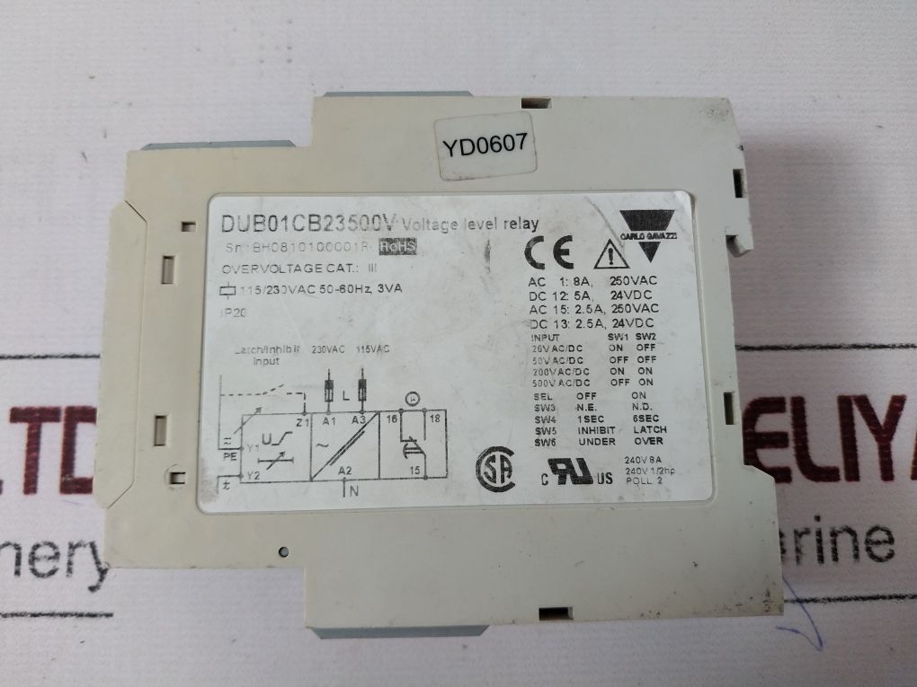 Carlo Gavazzi Dub01 Voltage Level Relay Dub01Cb23500V