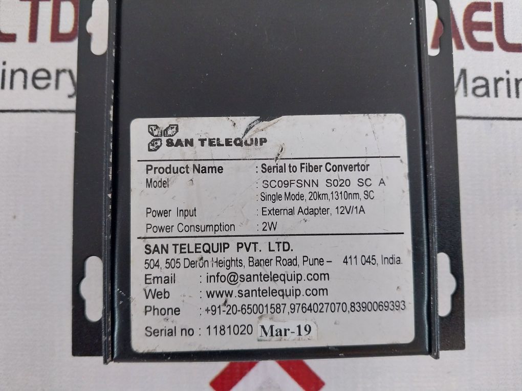 San Telequip Sc09Fsnn S020 Sc A Serial To Fiber Converter