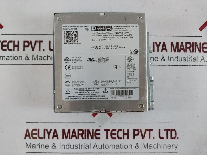 Phoenix Contact Quint4-s-oring/12-24Dc/1X40/+ Redundancy Module 