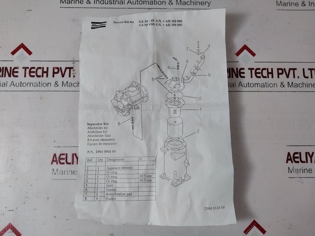 Atlas Copco 2901-0566-02 Air Oil Separator Kit
