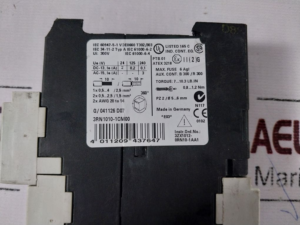 Siemens 3Rn1010-1Cm00 Motor Protection Relay 220-240V Ac 