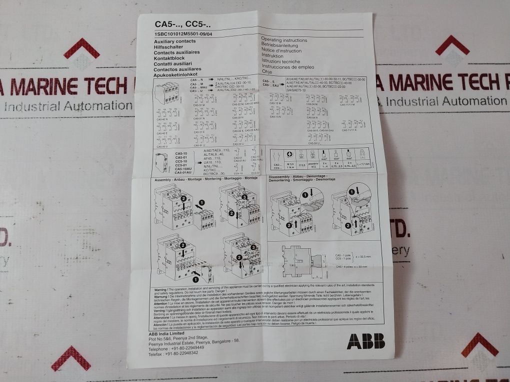 Lot Of 5X Abb Ca5-10 Auxiliary Contact Block 1Sbn010010R1010 