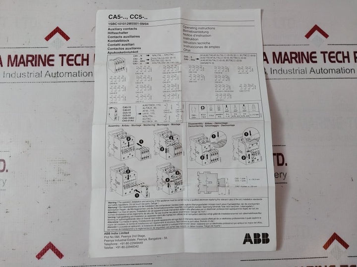 Lot Of 5X Abb Ca5-10 Auxiliary Contact Block 1Sbn010010R1010 
