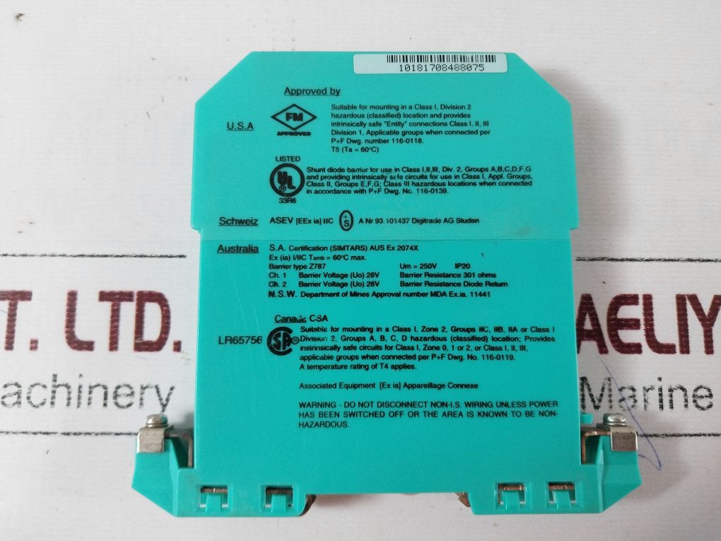 Pepperl+Fuchs Z787 Safe Snap Barrier Z-series 71816 