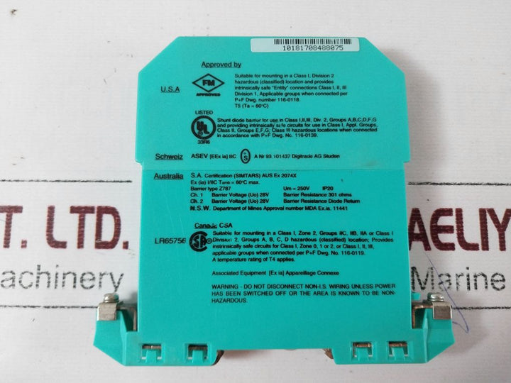 Pepperl+Fuchs Z787 Safe Snap Barrier Z-series 71816 