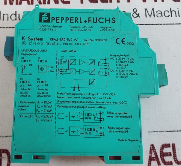 Pepperl+Fuchs Kfa5-sr2-ex2.W K-system Safety Barrier Switch Amplifier 103370S