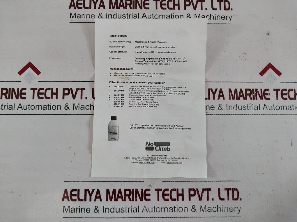 Solo/No Climb 330 Aerosol Smoke Detector Dispenser Solo330-001