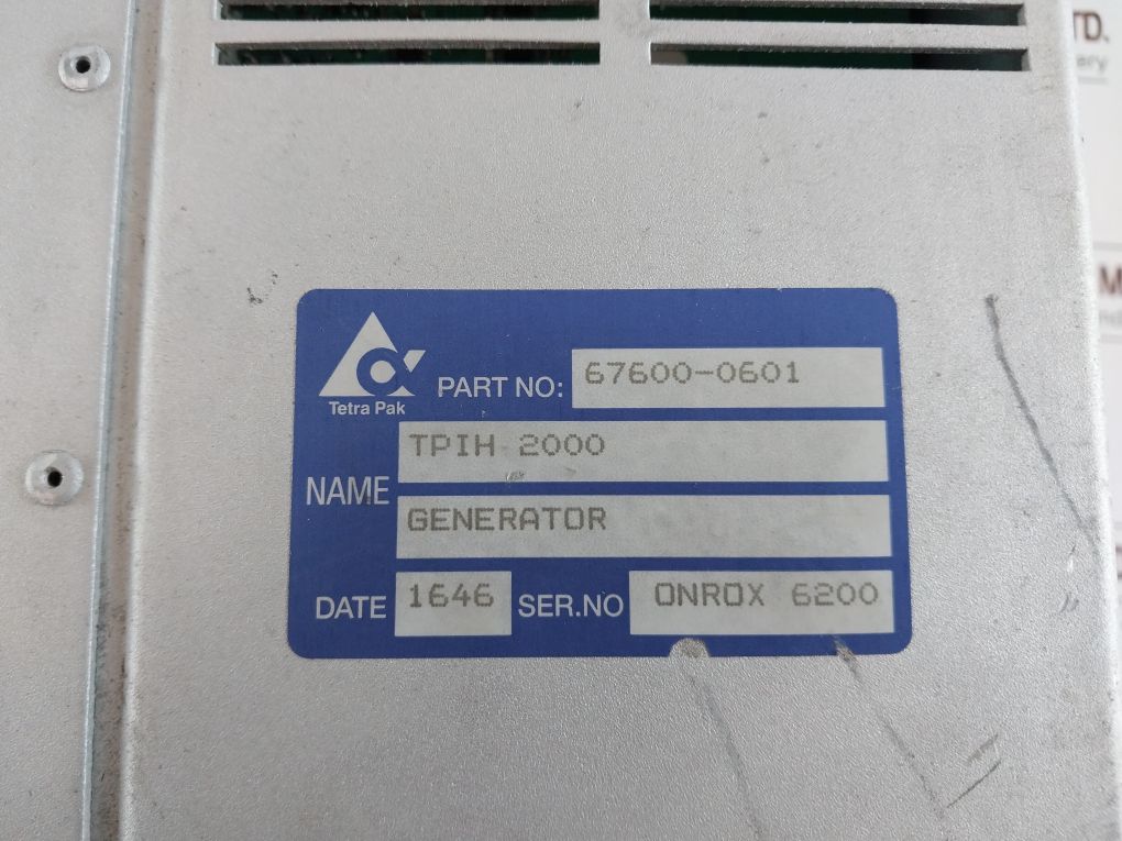 Tetra Pak Tpih 2000 Generator 67600-0601