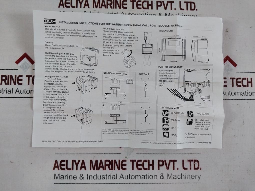 Consilium Salwico/Kac 5200014-01A Manual Call Point Wcp1A-r330Sg-c035-01