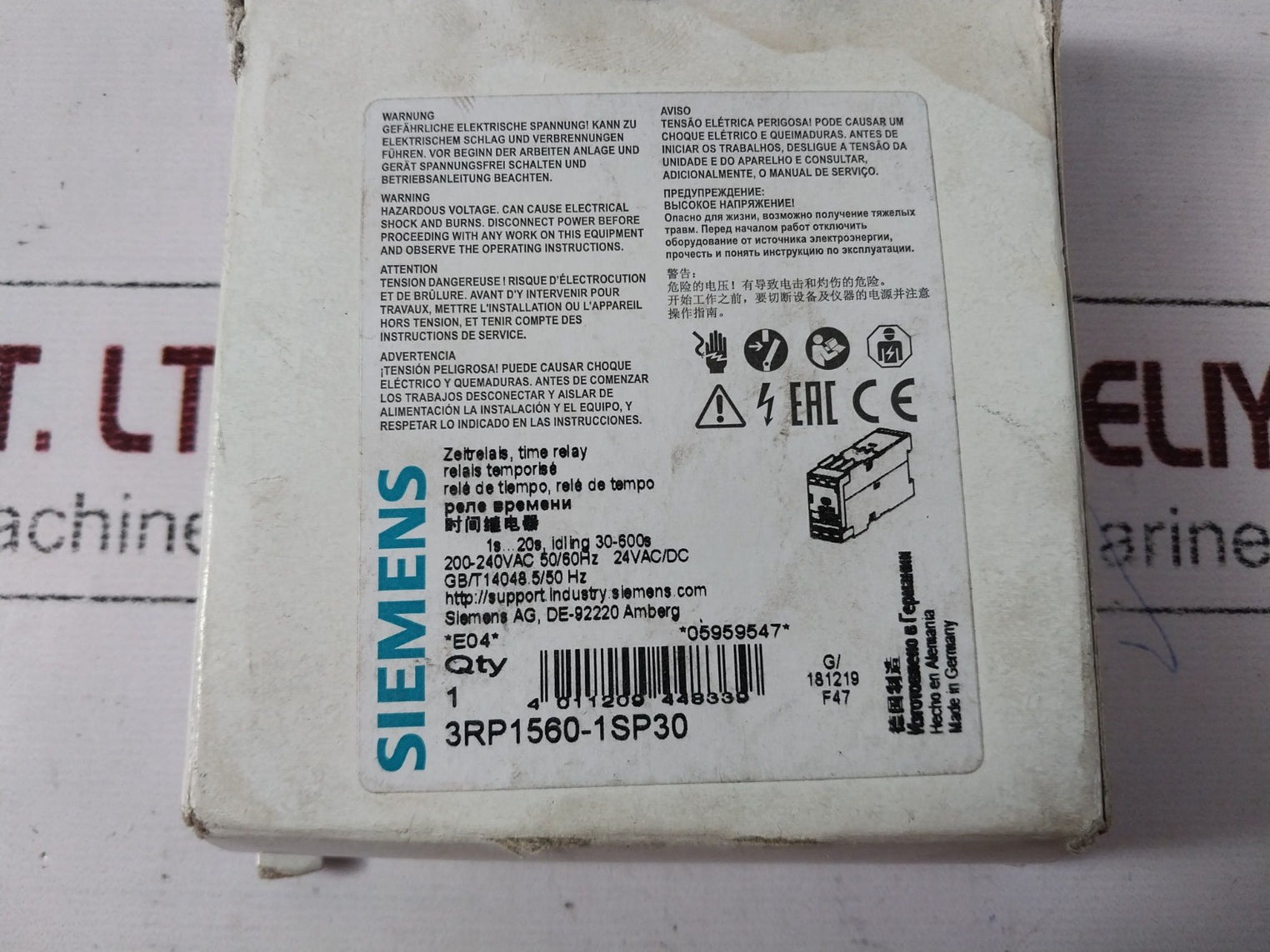 Siemens 3Rp1560-1Sp30 Electronic Time Relay