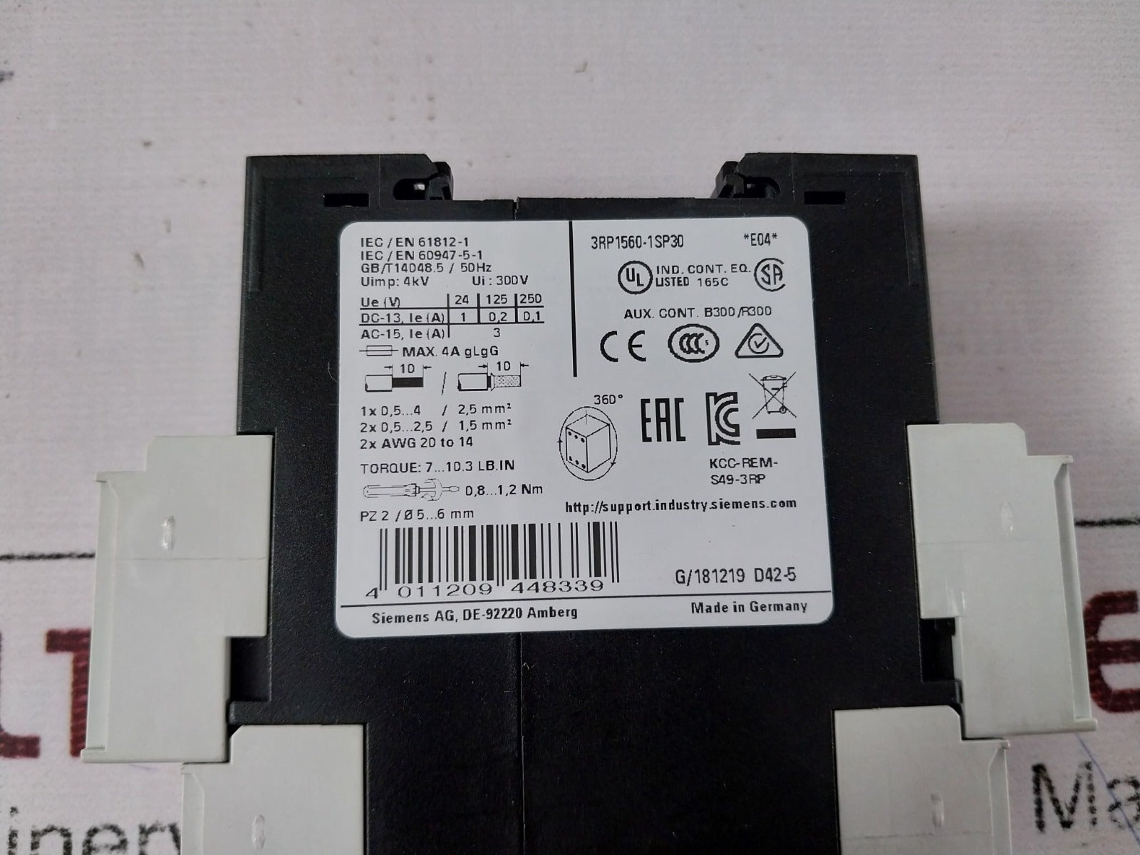 Siemens 3Rp1560-1Sp30 Electronic Time Relay