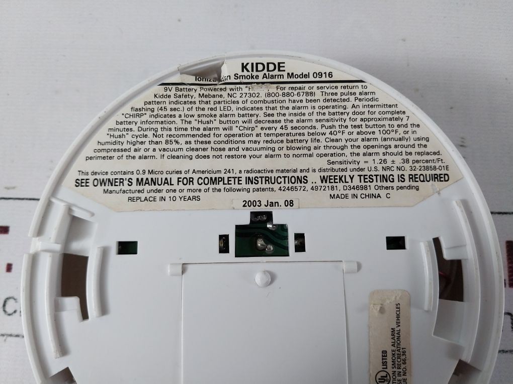 Lot Of 3X Kidde 0916 Ionization Smoke Alarm