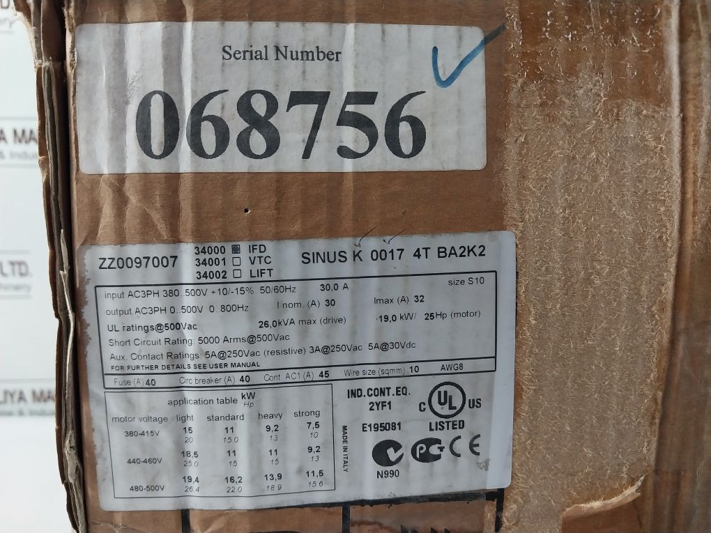 Santerno Sinus K 0017 4T Ba2K2 Inverter