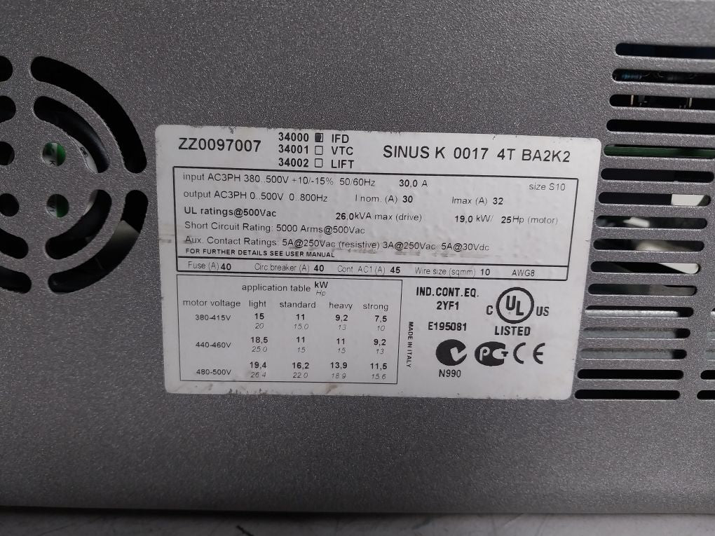 Santerno Sinus K 0017 4T Ba2K2 Inverter