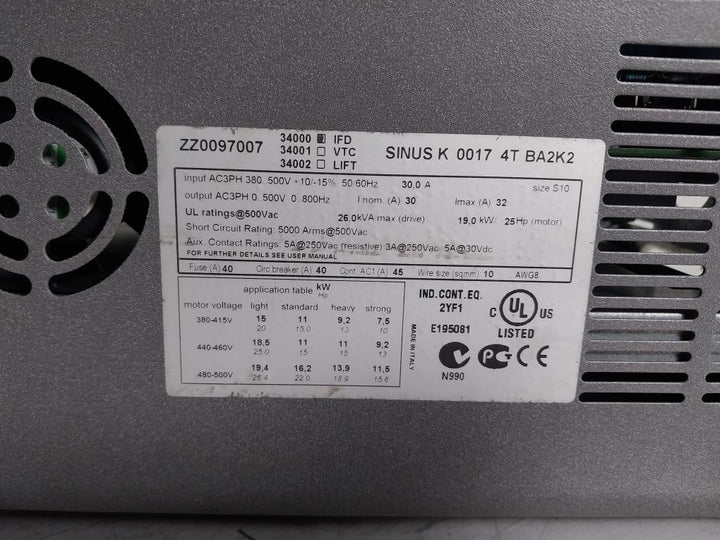 Santerno Sinus K 0017 4T Ba2K2 Inverter